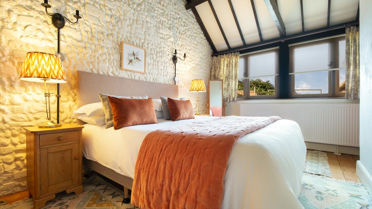 The super king-size bedroom at 2 Horsey Barns, Norfolk